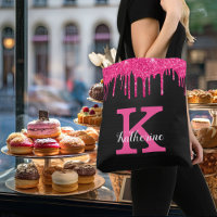 Name des Girl Black Hot Pink-Glitzer-Tropfens Mono