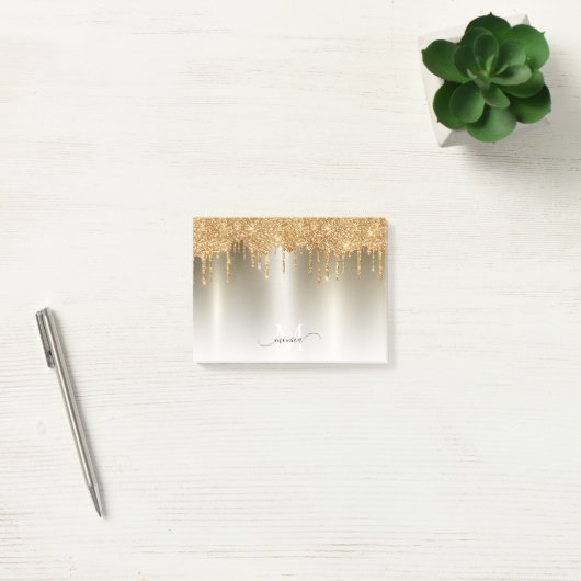 Name des Girl-Gold-Drilling-Glitzer Post-it Klebezettel (Büro)