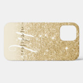 Name des Girl-Gold-Glitzer-Monogramms Case-Mate iPhone Hülle (Rückseite (Horizontal))