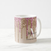 Name des Girl-Gold-Rosa-Glitzer Kaffeetasse (VorderseiteRechts)