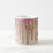 Name des Girl-Gold-Rosa-Glitzer Kaffeetasse (Mittel)
