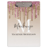 Name des Girl-Gold-Rosa-Glitzer Klemmbrett (Vorderseite)