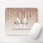 Name des Girl-Gold-Rosa-Glitzer Mousepad (Mit Mouse)