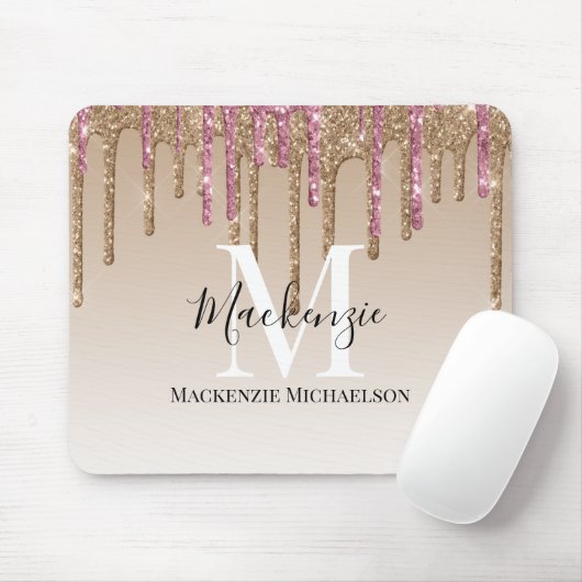 Name des Girl-Gold-Rosa-Glitzer Mousepad (Mit Mouse)