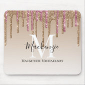 Name des Girl-Gold-Rosa-Glitzer Mousepad (Vorne)