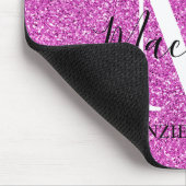 Name des Girl-Hot-Pink-Glitzer Monogramm Mousepad (Ecke)