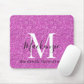 Name des Girl-Hot-Pink-Glitzer Monogramm Mousepad (Mit Mouse)