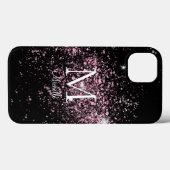 Name des Girl-Pink-Glitzer Monogramm Case-Mate iPhone Hülle (Rückseite (Horizontal))