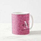 Name des Girl-Pink-Glitzer Monogramm Kaffeetasse (VorderseiteRechts)