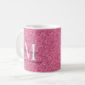 Name des Girl-Pink-Glitzer Monogramm Kaffeetasse (Vorderseite Links)