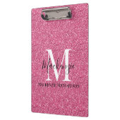 Name des Girl-Pink-Glitzer Monogramm Klemmbrett (Links)