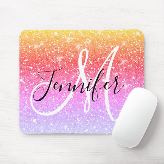 Name des Girl-Rainbow-Glitzer Glitzern Mousepad (Mit Mouse)