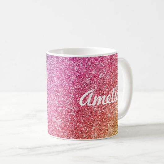 Name des Girl-Rainbow-Glitzer Kaffeetasse (VorderseiteRechts)