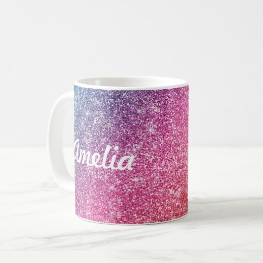 Name des Girl-Rainbow-Glitzer Kaffeetasse (Vorderseite Links)