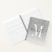 Name des Girl Script Silver Glitzer Monogram Notizblock (Innenseite)