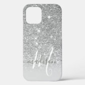 Name des Girl-Silver-Glitzer Monogramm Case-Mate iPhone Hülle (Rückseite)