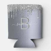 Name des glänzenden Party des silbernen Glitzer Dosenkühler (Rückseite)