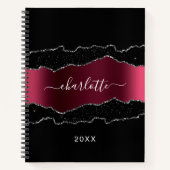 Name des Glitzer: Black burgundy agate Notizblock (Vorderseite)