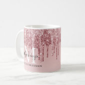 Name des Glitzer der Girl Hot Pink Ombre Kaffeetasse (Vorderseite Links)