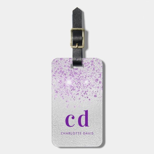 Name des Glitzer der Silberlavene Gepäckanhänger (Vorderseite vertikal)