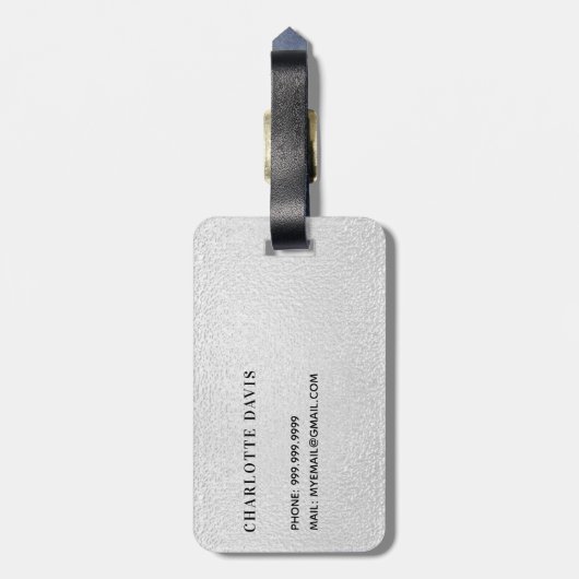 Name des Glitzer der Silberlavene Gepäckanhänger (Rückseite vertikal)