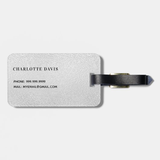 Name des Glitzer der Silberlavene Gepäckanhänger (Rückseite horizontal)