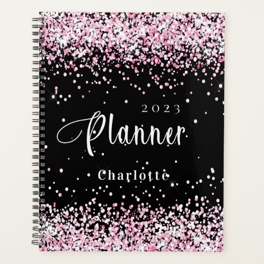 Name des Glitzer: Schwarz-Rosa-Rosa Termin 2023 Planer (Vorderseite)