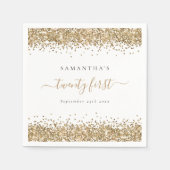 Name des Gold Glitzer Datum 21. Party Serviette (Vorderseite)