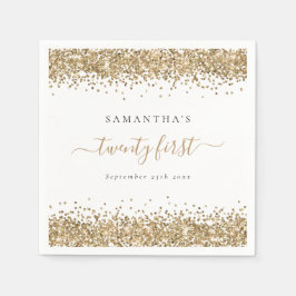 Name des Gold Glitzer Datum 21. Party Serviette