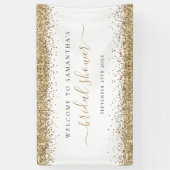 Name des Gold Glitzer Datum Willkommen im Brautpar Banner (Vertikal)