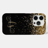 Name des Gold Glitzer Glam Monogram Case-Mate iPhone Hülle (Rückseite (Horizontal))