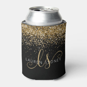 Name des Gold Glitzer Glam Monogram Dosenkühler