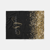 Name des Gold Glitzer Glam Monogram Fleecedecke (Vorderseite (Horizontal))