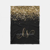 Name des Gold Glitzer Glam Monogram Fleecedecke (Vorderseite)