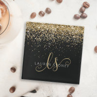 Name des Gold Glitzer Glam Monogram
