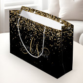 Name des Gold Glitzer Glam Monogram Große Geschenktüte