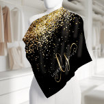Name des Gold Glitzer Glam Monogram  Halstuch<br><div class="desc">Glam Gold Glitzer Elegant Monogram Bandana. Dieses schicke Bandana-Design mit elegantem goldglänzenden Glitzer auf schwarzem Hintergrund ist einfach zu personalisieren. Das Design enthält Ihr handgeschriebenes Skriptmonogramm mit hübschen Wirbel und Namen.</div>