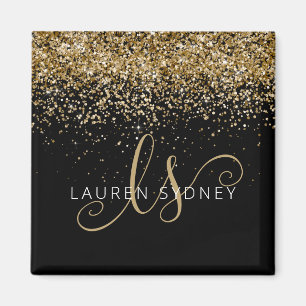 Name des Gold Glitzer Glam Monogram Magnet