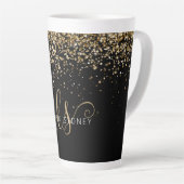 Name des Gold Glitzer Glam Monogram Milchtasse (Rechte Ecke)