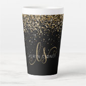 Name des Gold Glitzer Glam Monogram Milchtasse (Vorderseite)