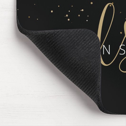 Name des Gold Glitzer Glam Monogram Mousepad (Ecke)