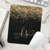 Name des Gold Glitzer Glam Monogram Mousepad