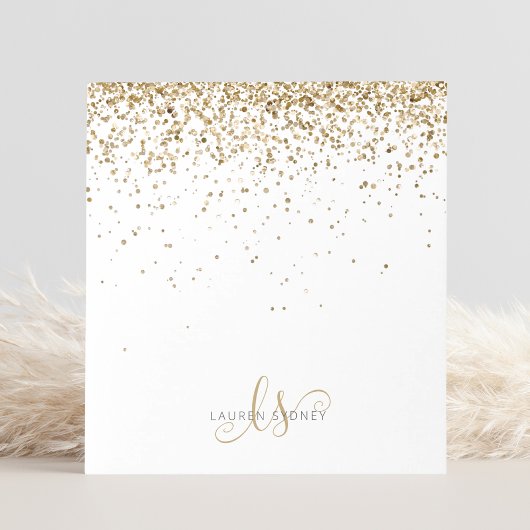 Name des Gold Glitzer Glam Monogram Notizblock