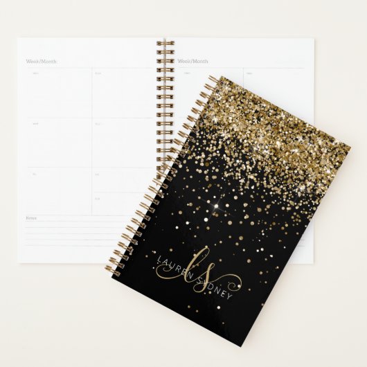 Name des Gold Glitzer Glam Monogram Planer (Anzeige)