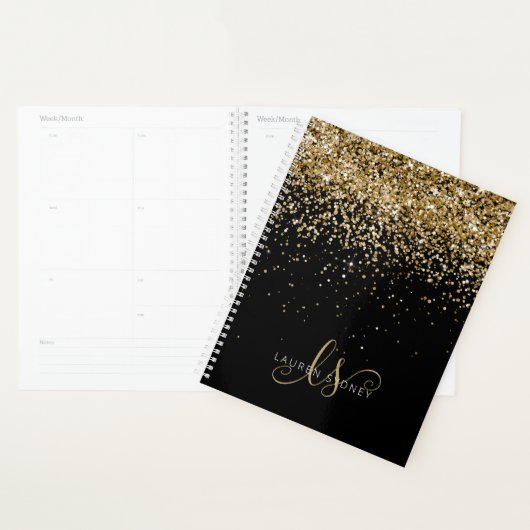 Name des Gold Glitzer Glam Monogram Planer (Anzeige)