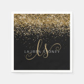 Name des Gold Glitzer Glam Monogram Serviette (Vorderseite)