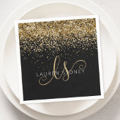Name des Gold Glitzer Glam Monogram Serviette