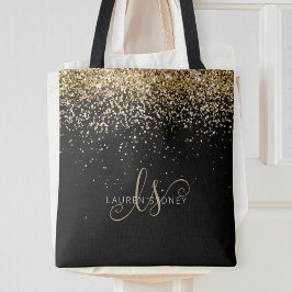 Name des Gold Glitzer Glam Monogram Tasche
