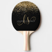 Name des Gold Glitzer Glam Monogram Tischtennis Schläger (Vorderseite)