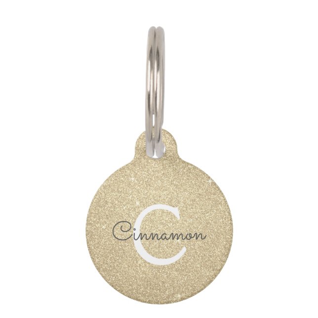 Name des Gold-Glitzer und der Sparkasse-Monogrammb Haustiermarke (Vorderseite)